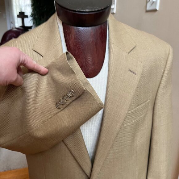 Jack Victor Noble CT Super 110s Wool Blazer Jacket Sz 40R Lt Tan Single Breasted - Picture 10 of 16